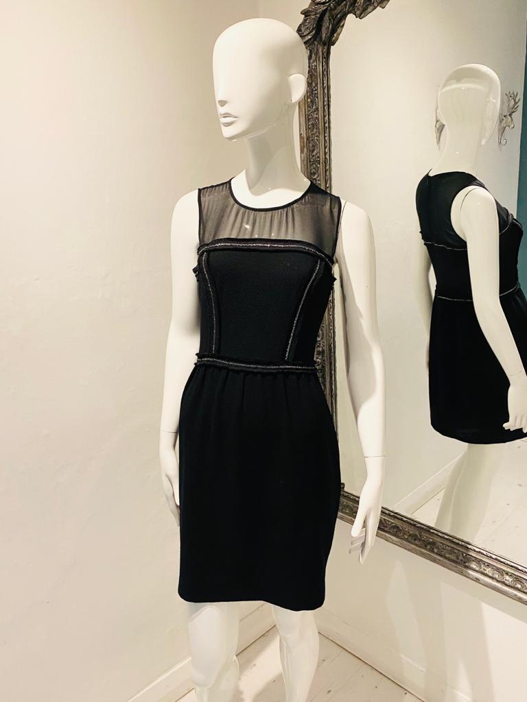sandro black sleeveless dress chain detail mesh detail luxury fashion pre loved consignment