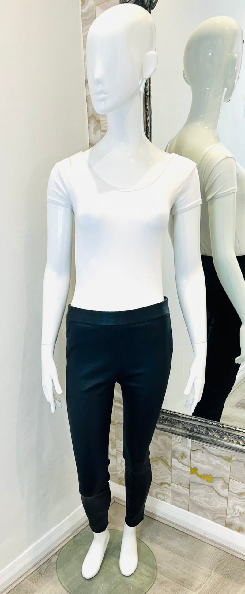 Massimo Dutti Leather Leggings. Size S