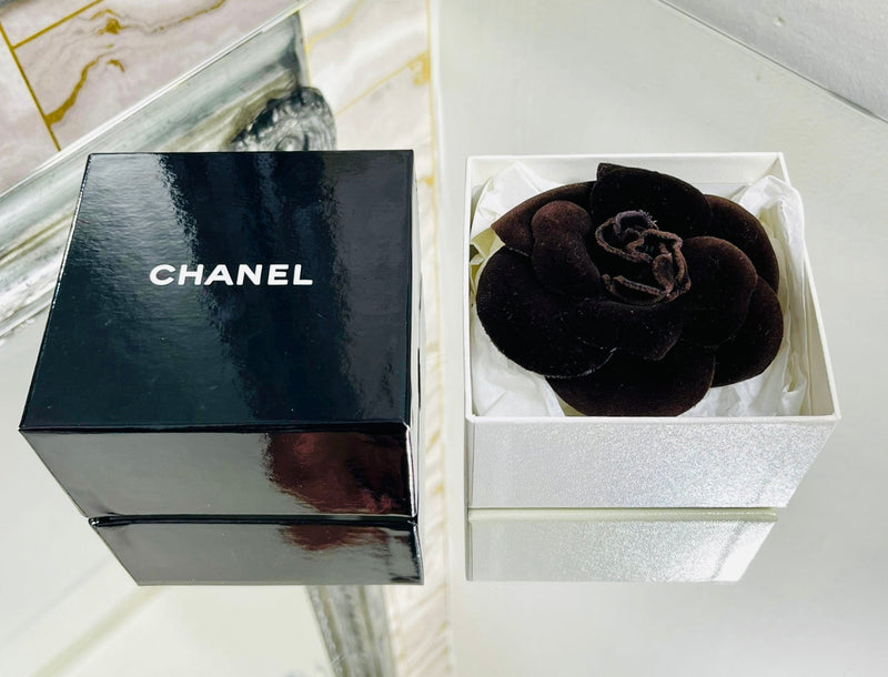 Chanel Camellia Flower Velveteen Brooch Pin