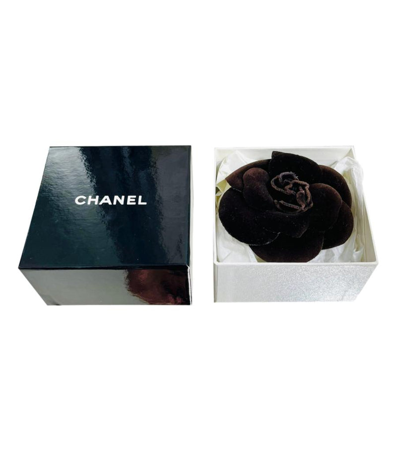 Chanel Camellia Flower Velveteen Brooch Pin