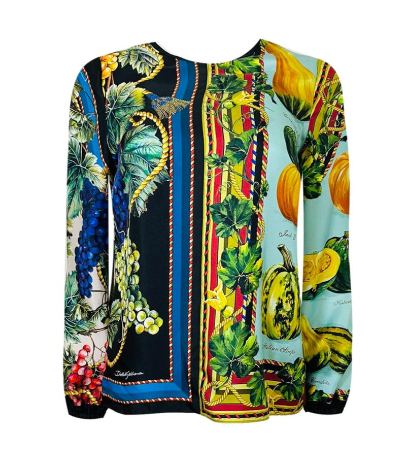 Dolce & Gabbana Silk Fruit Printed Top. Size 40IT