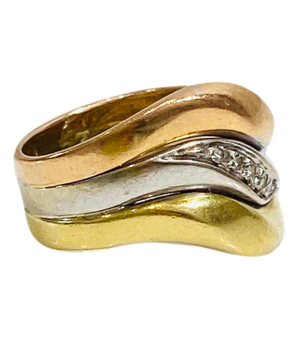 18k Tri-Colour Gold & Diamond Ring