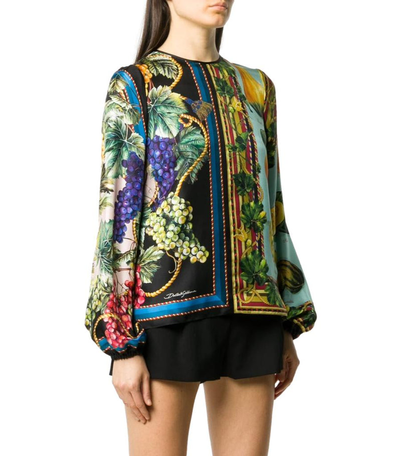 Dolce & Gabbana Silk Fruit Printed Top. Size 40IT