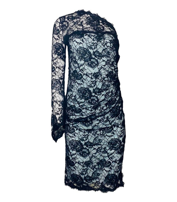 Emilio Pucci Lace & Silk One Shoulder Dress. Size 12UK