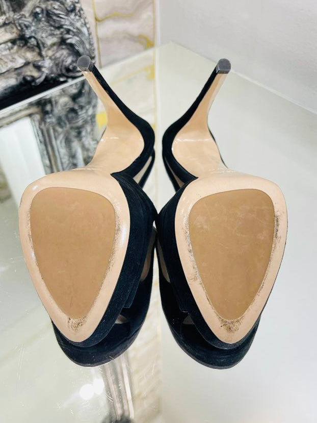Miu Miu Peep Toe & Slingback Suede Heels. Size 37.5