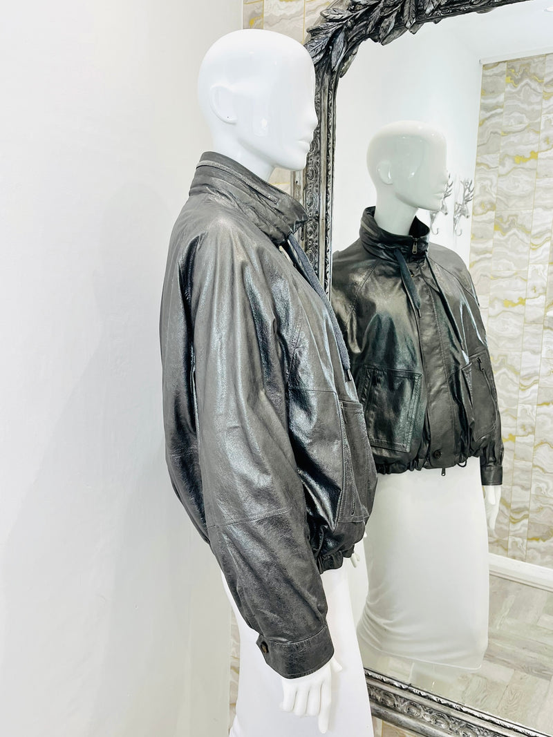 Brunello Cuccinelli Metallic Leather & Mink Fur Jacket. Size S