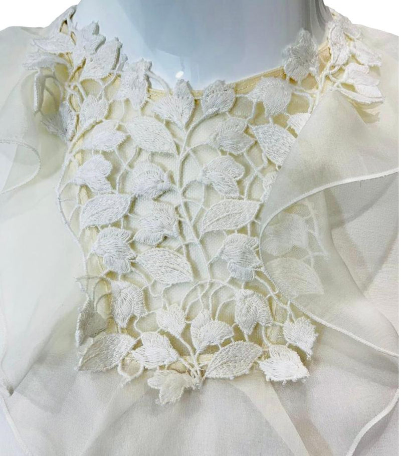 Giambatista Valli Silk & Lace Blouse. Size 38IT