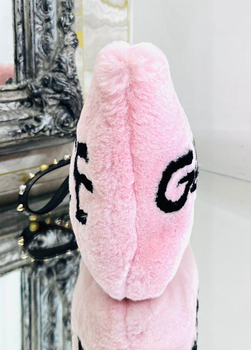 Dolce & Gabbana  Logo Wristlet Rabbit Fur Clutch Bag