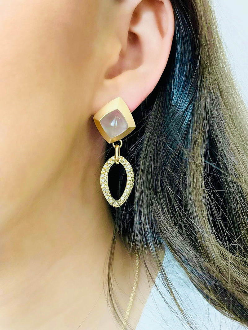 Valente 18k Rose Gold Icy Jadeite & Diamond Drop Earrings