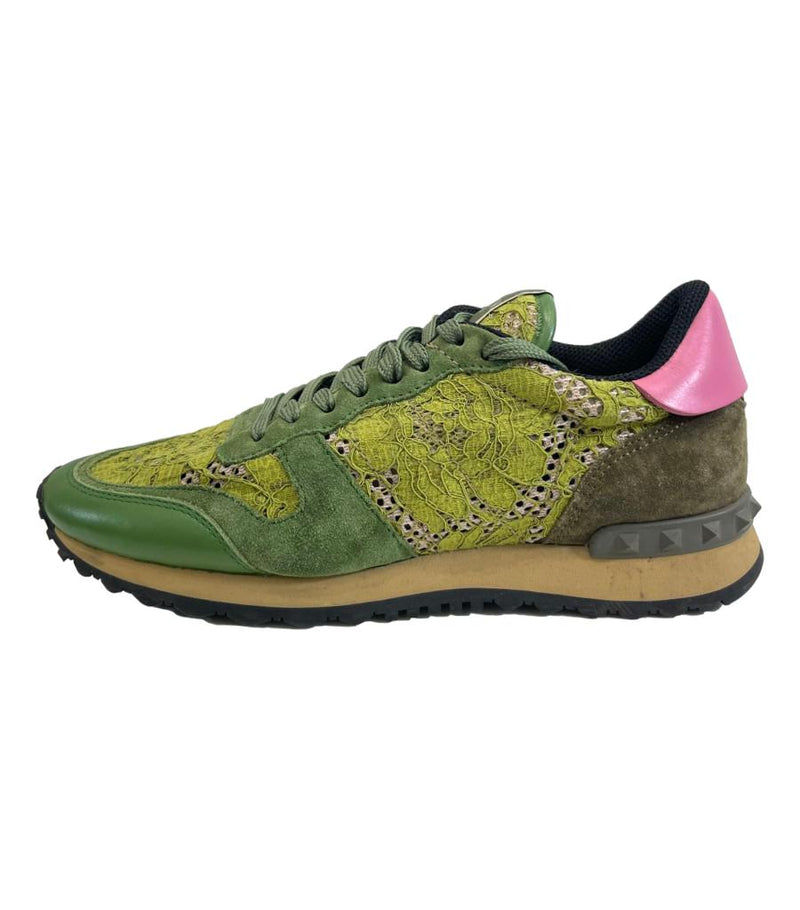 Valentino Leather & Lace Rockrunner Trainers. Size 39