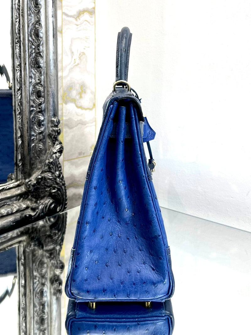 blue ostrich bag