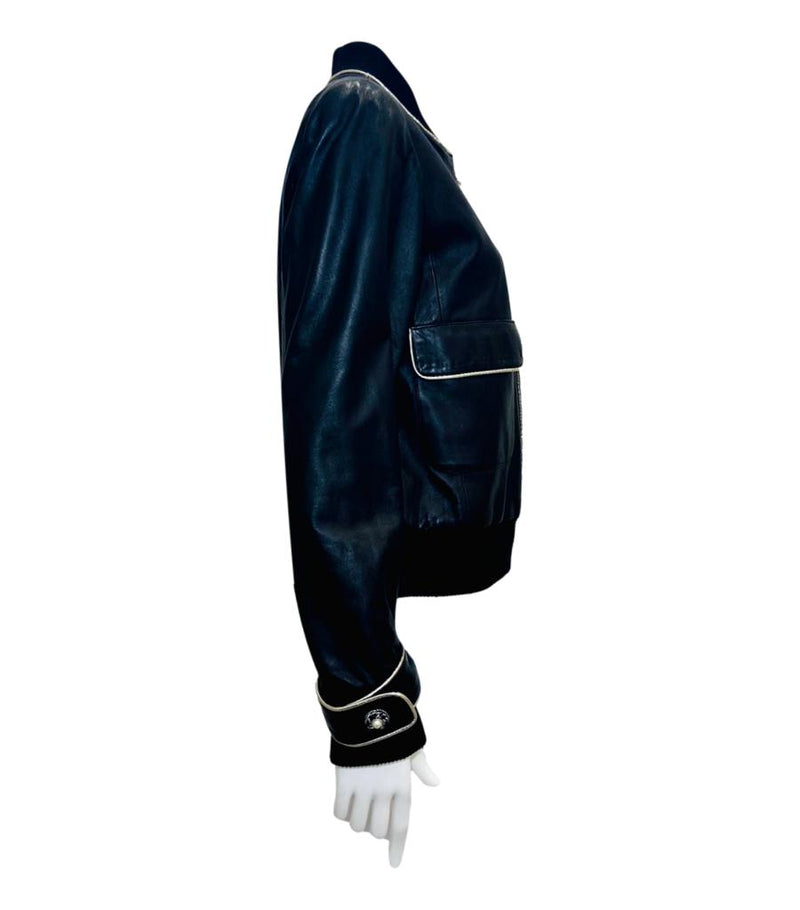 Chanel Lambskin Leather Jacket. Size 42FR