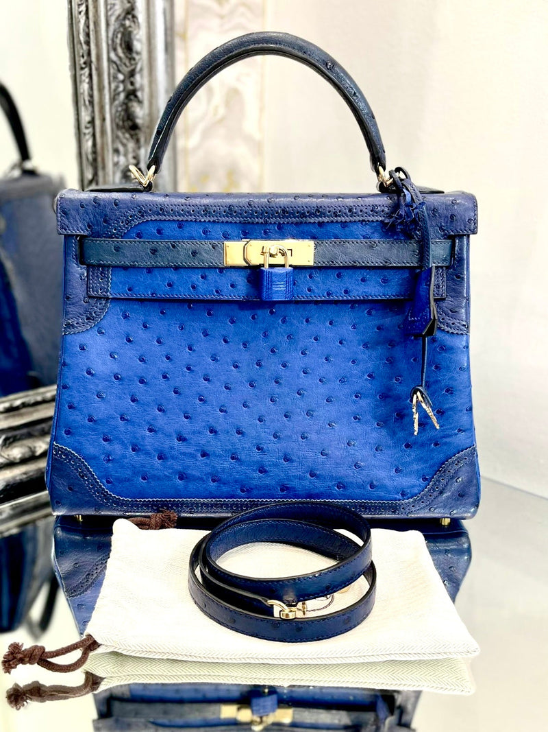 blue ostrich bag