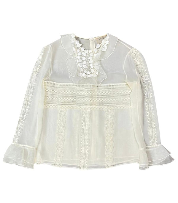 Giambatista Valli Silk & Lace Blouse. Size 38IT