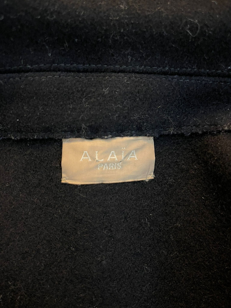 Alaia Wool Coat With Leather Trim. Size 38FR