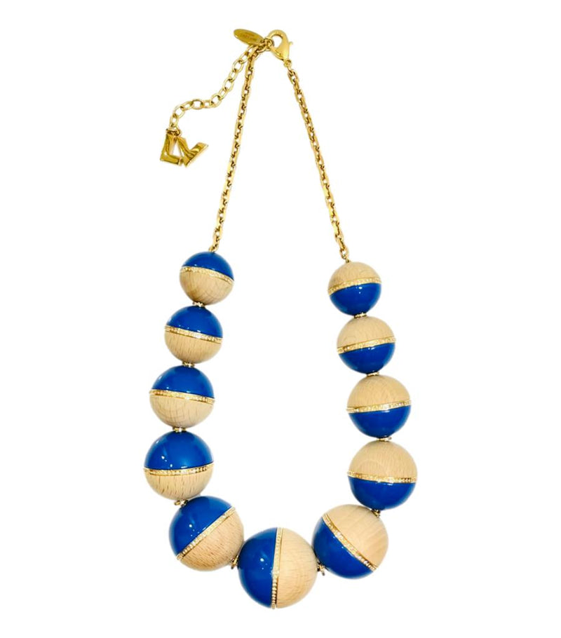 Louis Vuitton Crystal, Wood & Resin Beaded Necklace