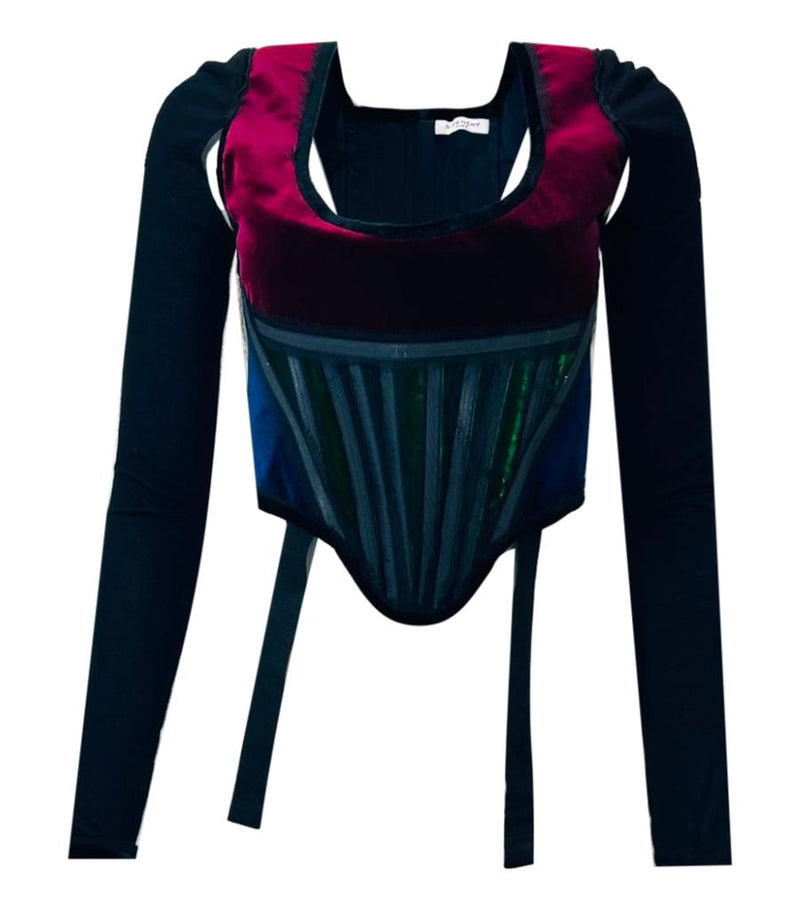 Givenchy Vintage Velvet Trim Corset. Size 40FR