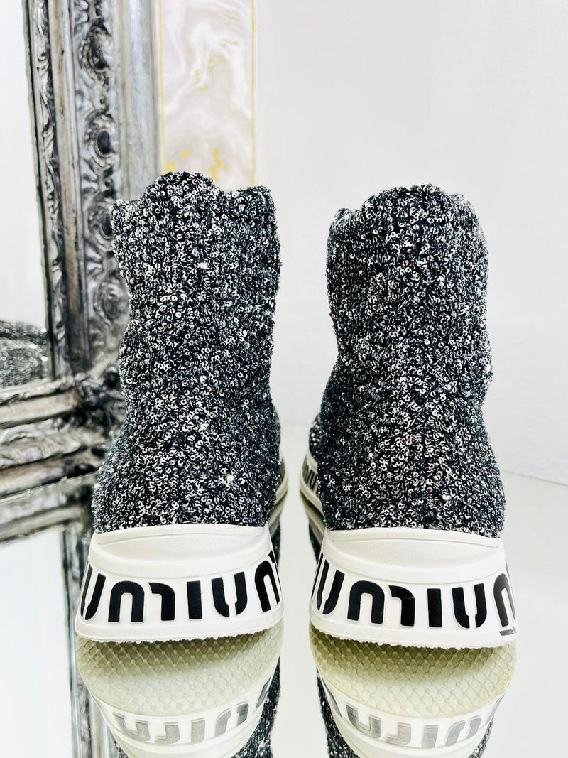 Miu Miu Sequin Sock Logo Sneakers. Size 38.5