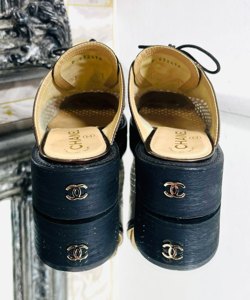 Chanel Coco Cuba Leather 'CC' Mules. Size 36