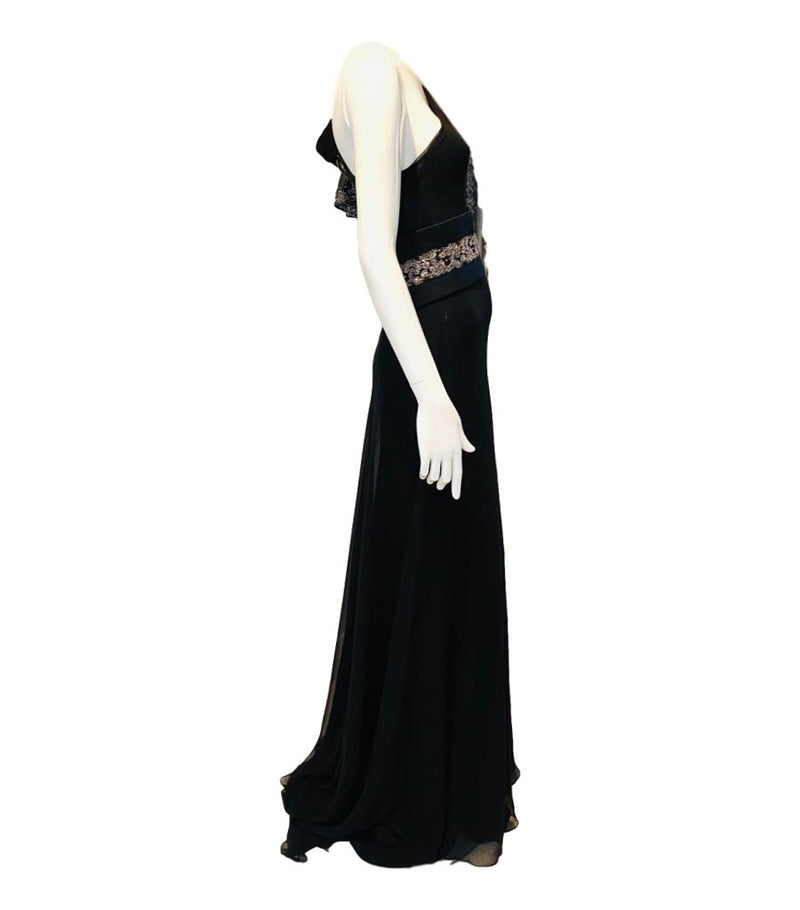 Marchesa Silk & Crystal Gown. Size 8US