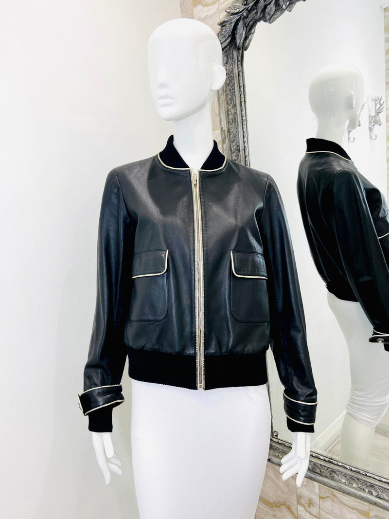 Chanel Lambskin Leather Jacket. Size 42FR