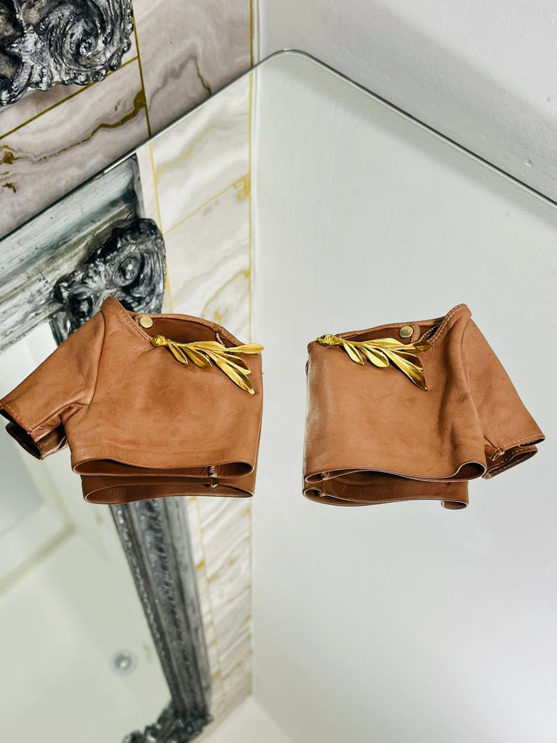Chanel Paris Greece Leather Fingerless Gloves