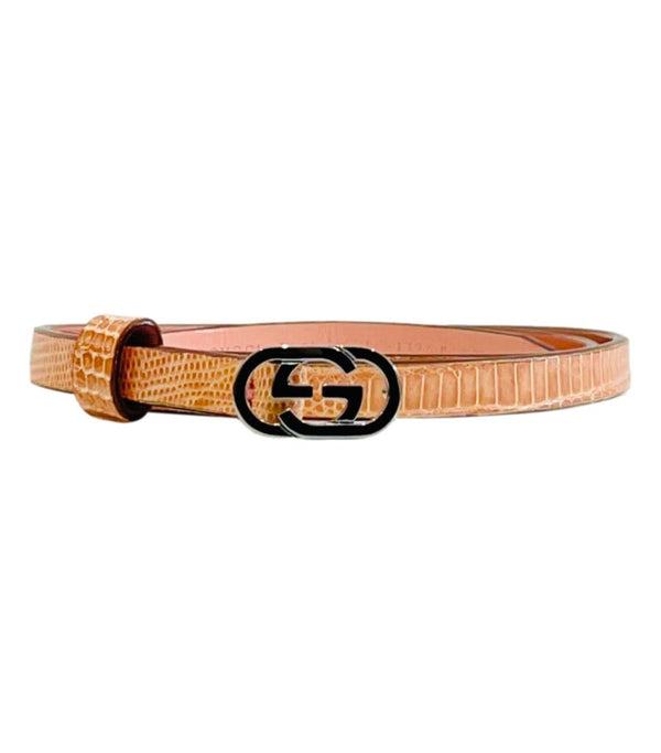 Gucci Skinny 'GG' Lizard Skin Belt