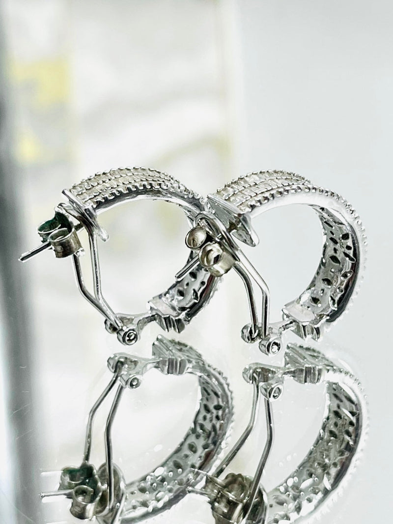 Diamond Baguette & 18k White Gold Earrings