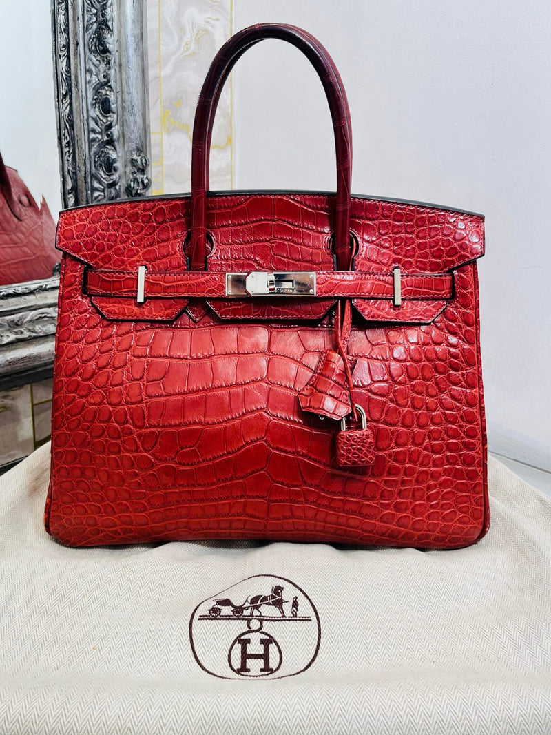 Hermes Birkin 30 Alligator Skin Handbag