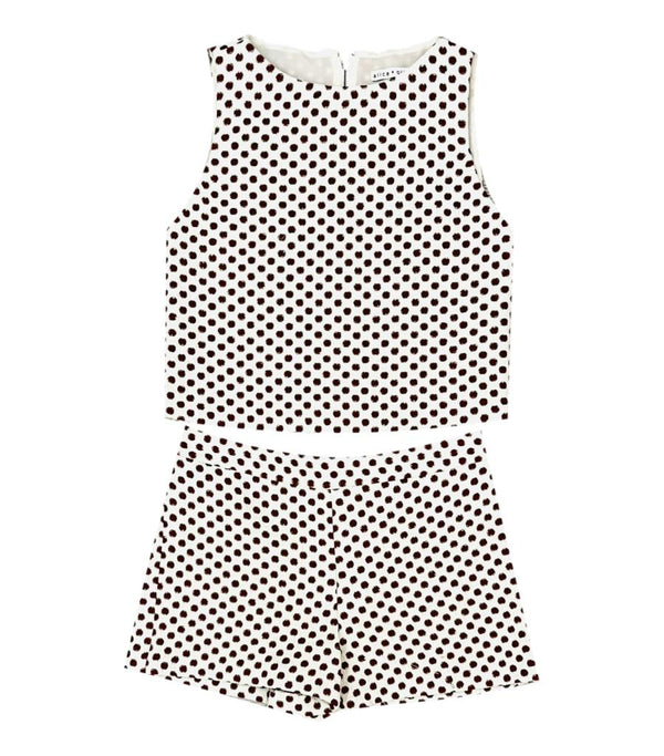 Alice + Olivia Jacquard Polka Dot Top & Matching Shorts. Size 6US