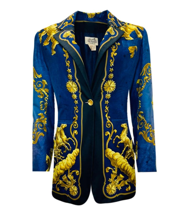 Hermes Silk Cosmos Printed Jacket. Size 38FR