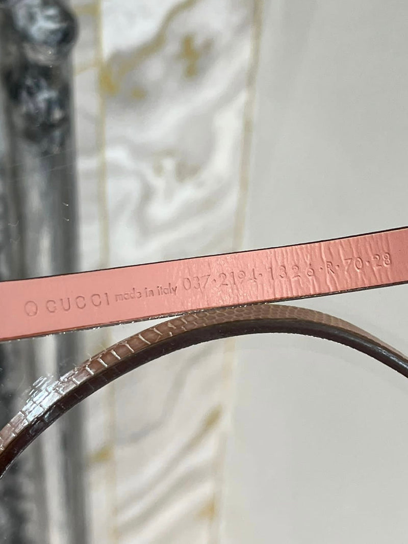 Gucci Skinny 'GG' Lizard Skin Belt