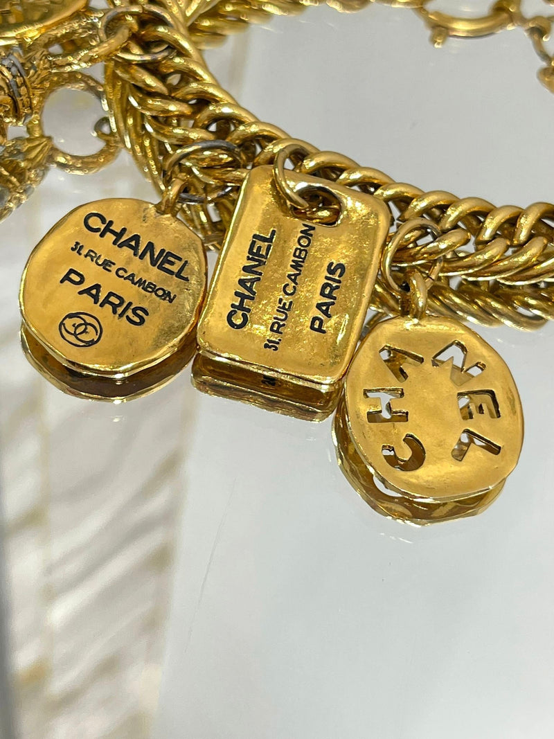 Chanel Vintage 24k Gold Plated Charm Bracelet