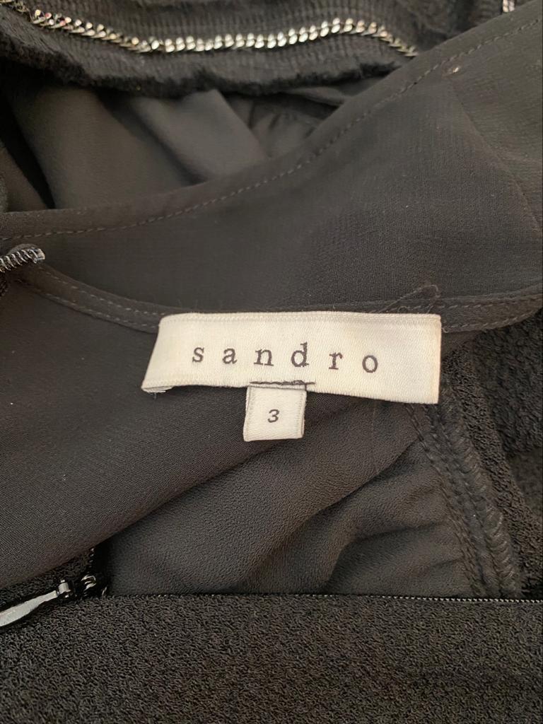 sandro black sleeveless dress chain detail mesh detail luxury fashion pre loved consignment