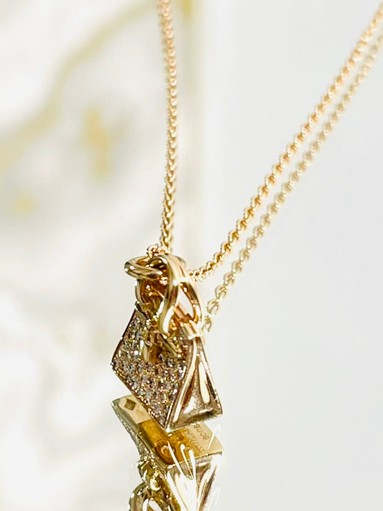 Hermes 18k Rose Gold & Diamond Birkin Amulette Pendant Necklace