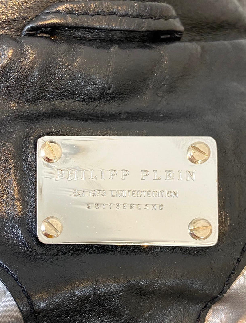 Philipp Plein Ltd Edition Logo Leather Trench Coat. Size S