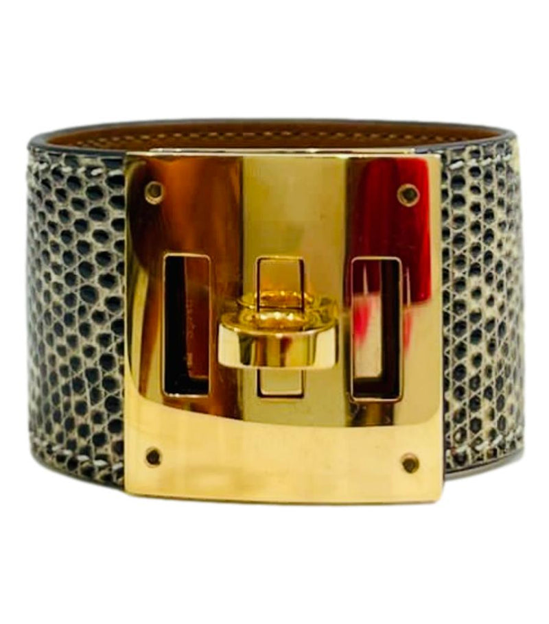 Hermes Lizard Skin Ombre Kelly Dog Cuff Bracelet