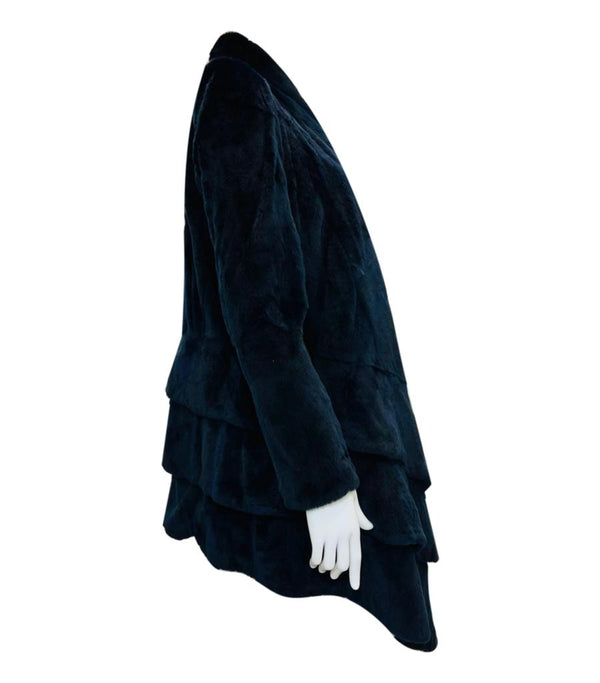 T-Paris Navy Blue Sheared Marten Fur. Size 40FR