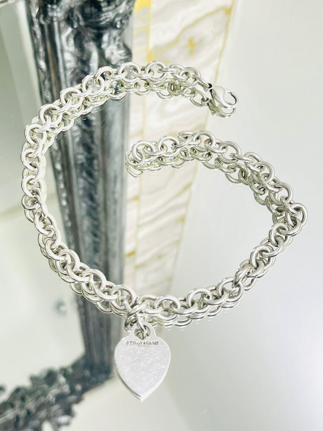 Tiffany thick chain heart necklace on sale