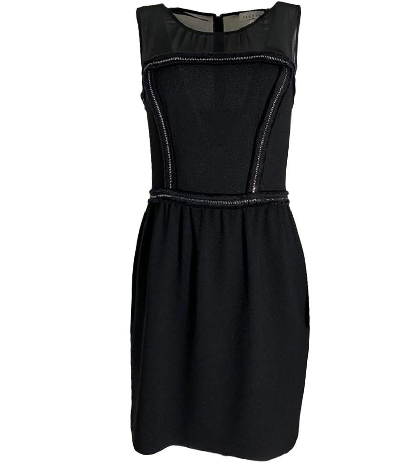 sandro black sleeveless dress chain detail mesh detail luxury fashion pre loved consignment