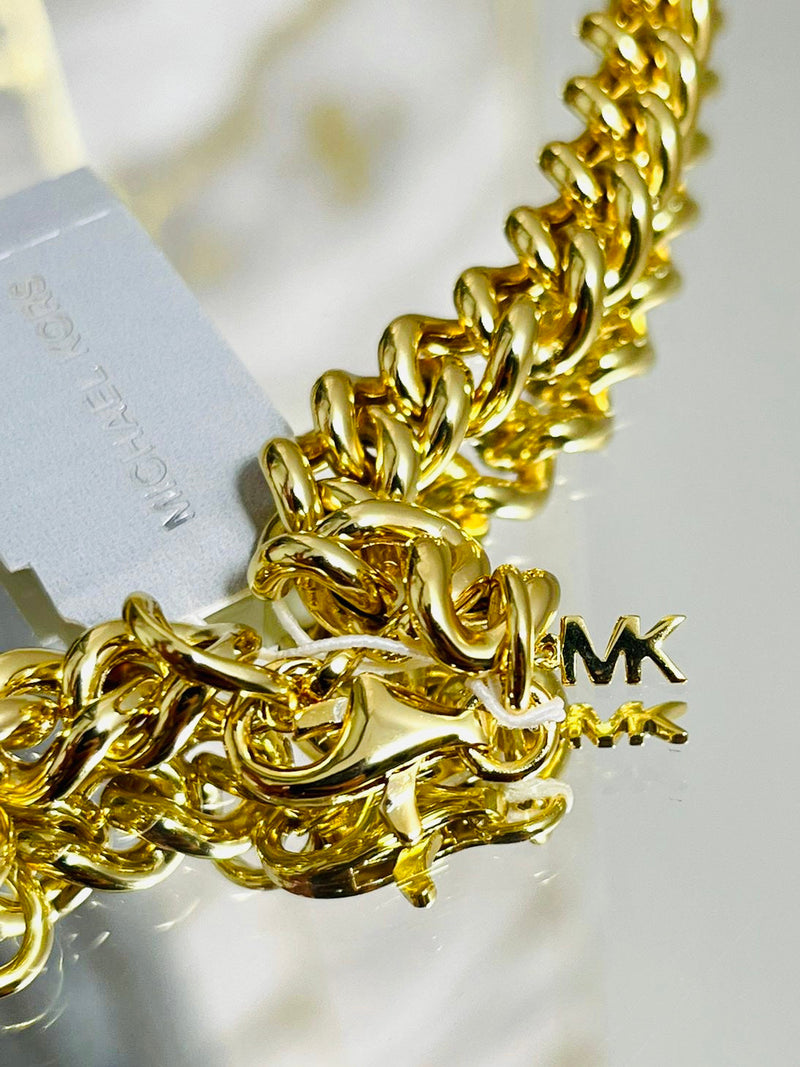 Michael Kors 14k Gold Plated, Sterling Sliver & Crystal Chain Link Necklace