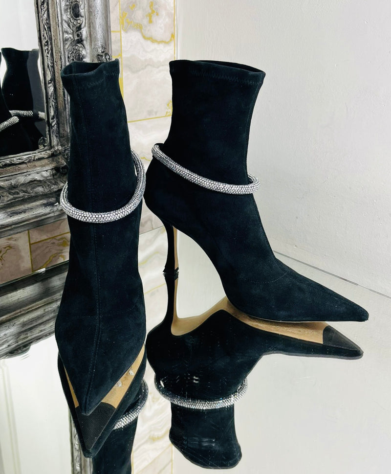Jimmy Choo Suede Embellished Ankle Boots. Size 39