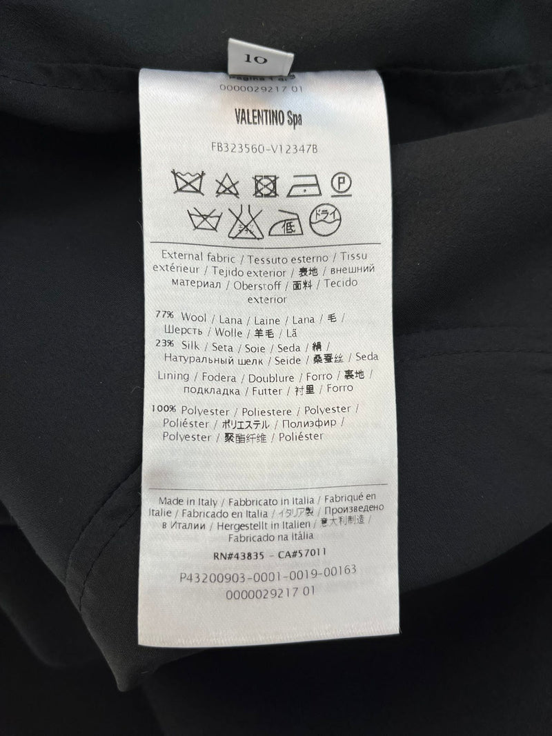 Valentino Wool & Silk Jacket With 3D Floral Collar. Size 10UK
