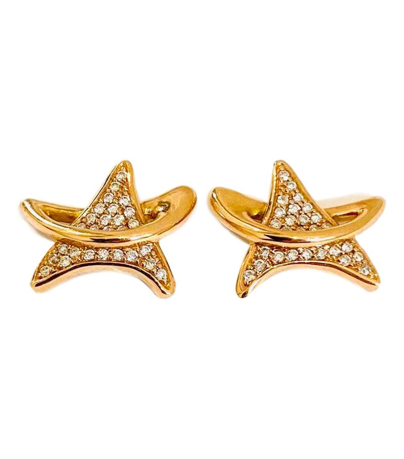 18k Rose Gold & Diamond Star Earrings