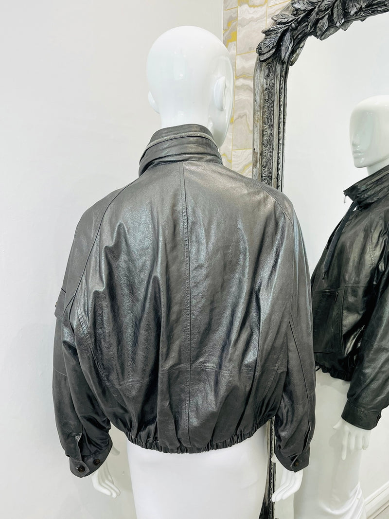 Brunello Cuccinelli Metallic Leather & Mink Fur Jacket. Size S