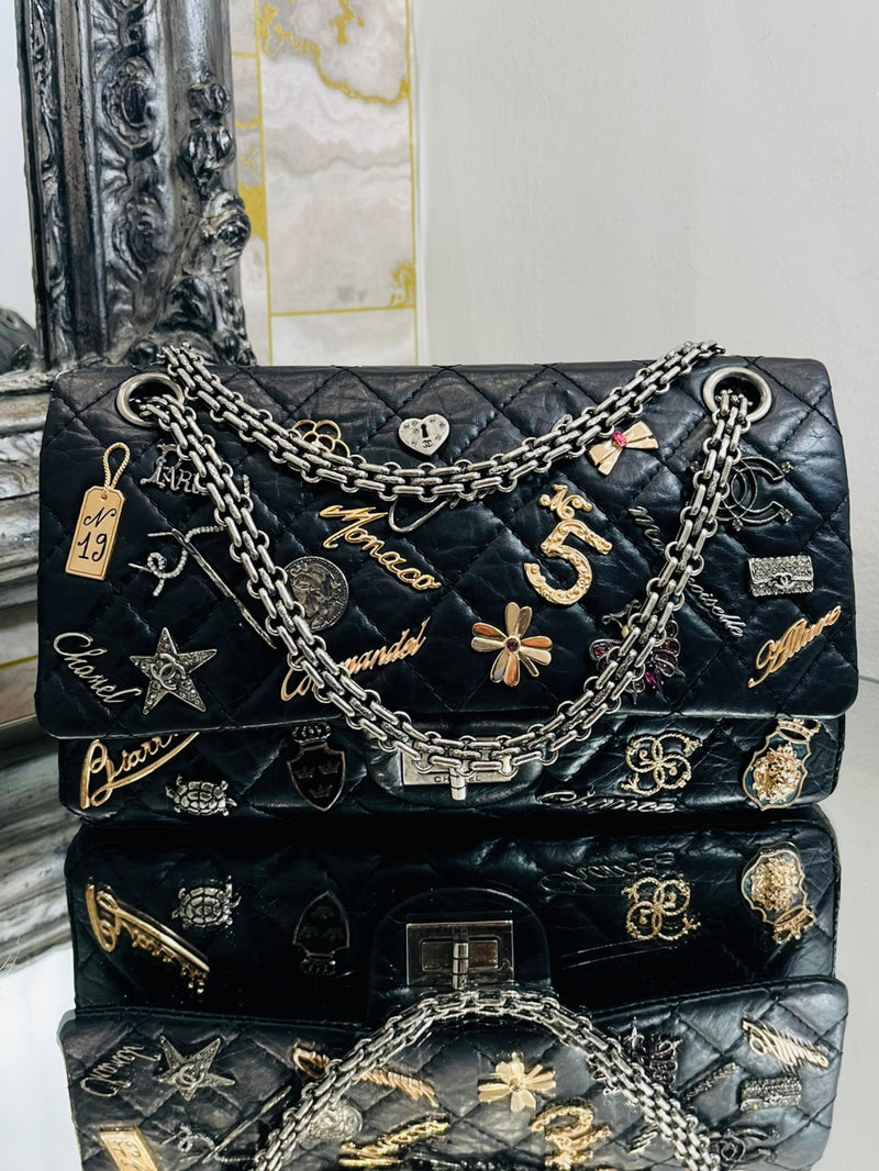 Chanel Ltd Edition Leather 2.55 Lucy Charm Double Flap Bag