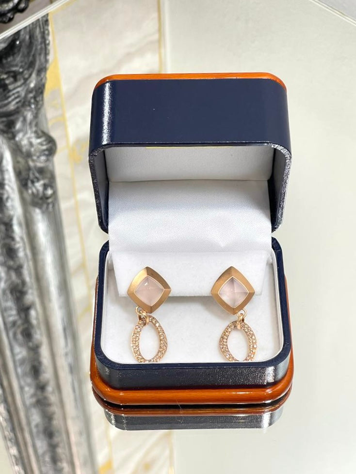 Valente 18k Rose Gold Icy Jadeite & Diamond Drop Earrings