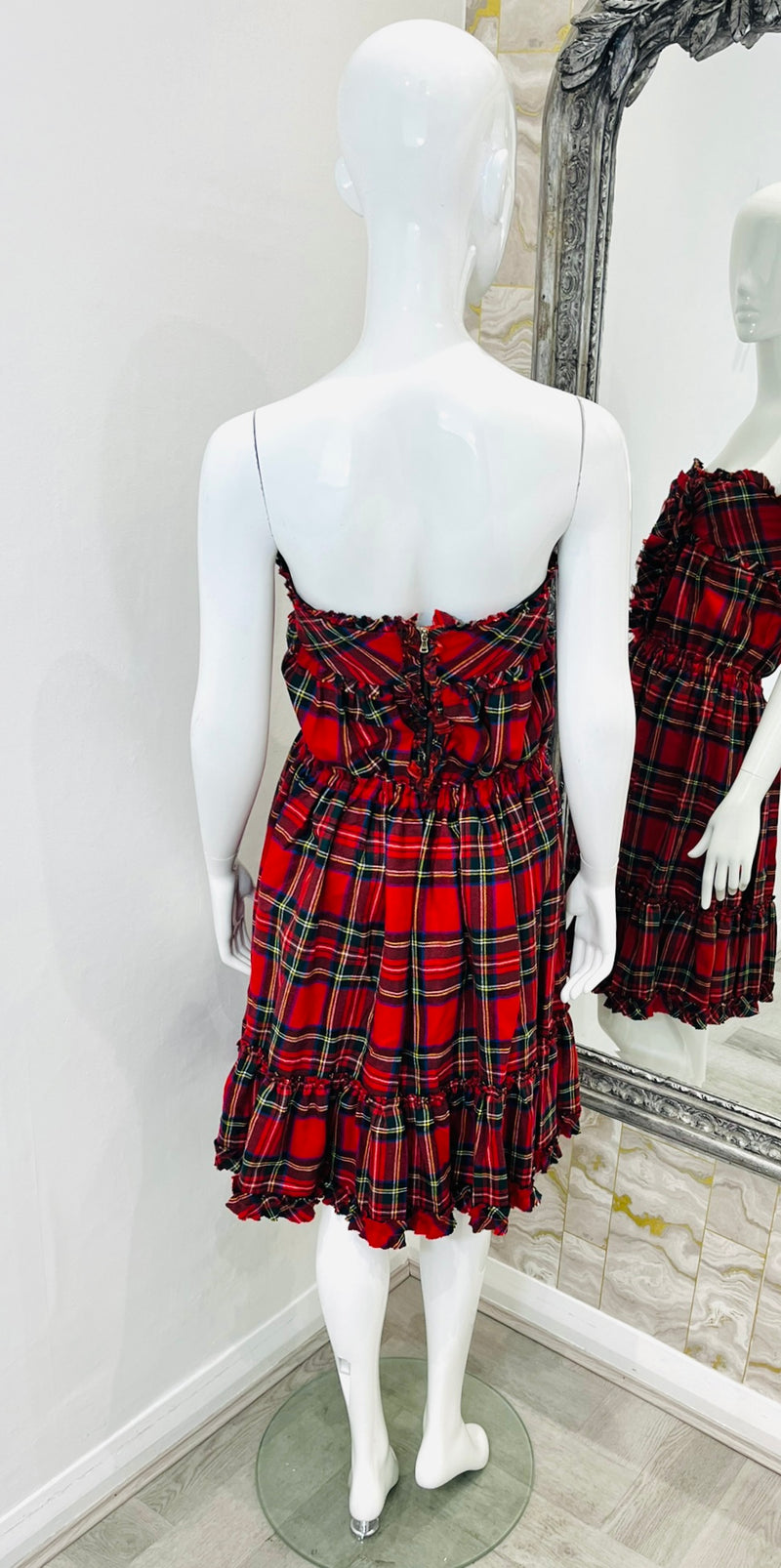 Dolce & Gabanna Wool Tartan Plaid Bustier Dress. Size 38IT