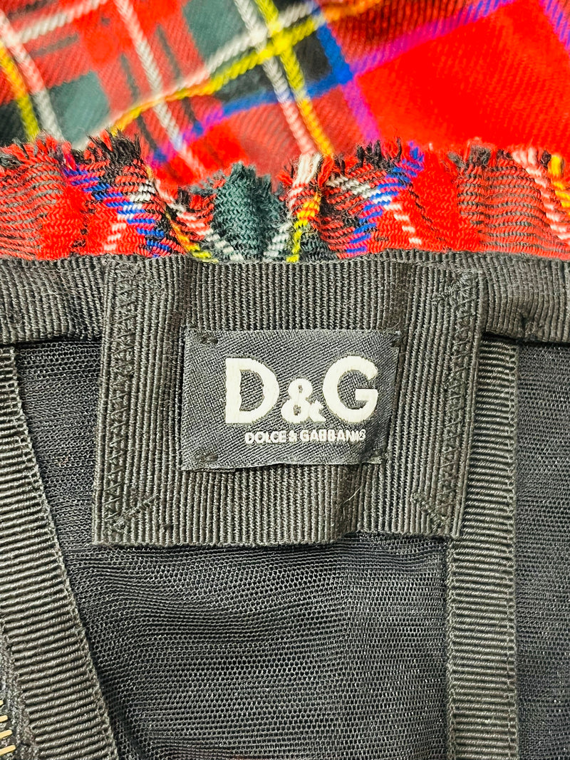 Dolce & Gabanna Wool Tartan Plaid Bustier Dress. Size 38IT