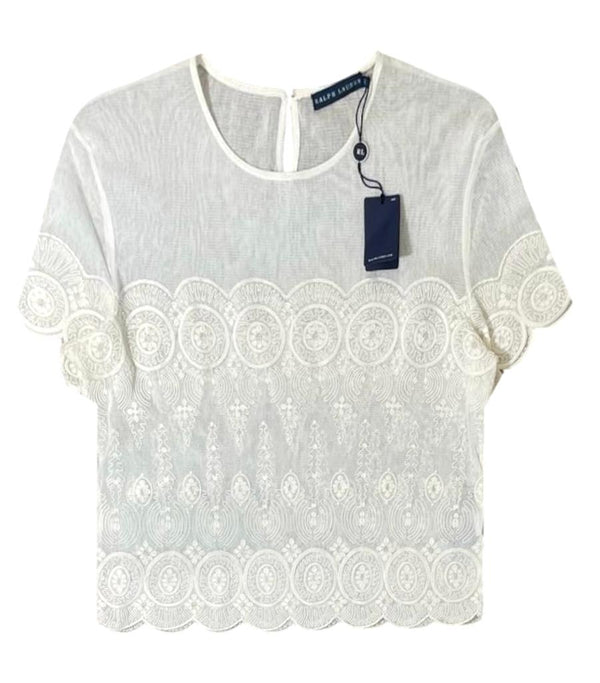 Ralph Lauren Cotton/Lace Top. Size XL